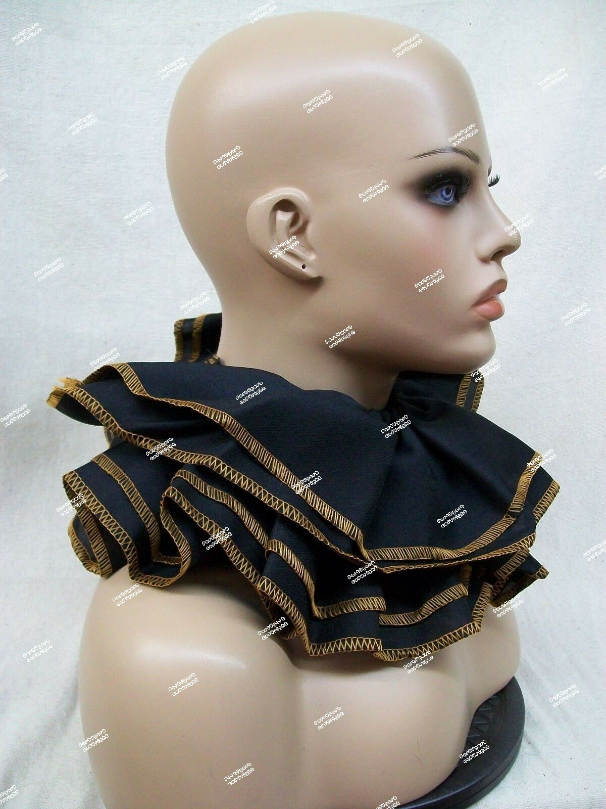 Black Orange Ruffle Clown Collar Gothic Jester Mime Renaissance Queen Victorian