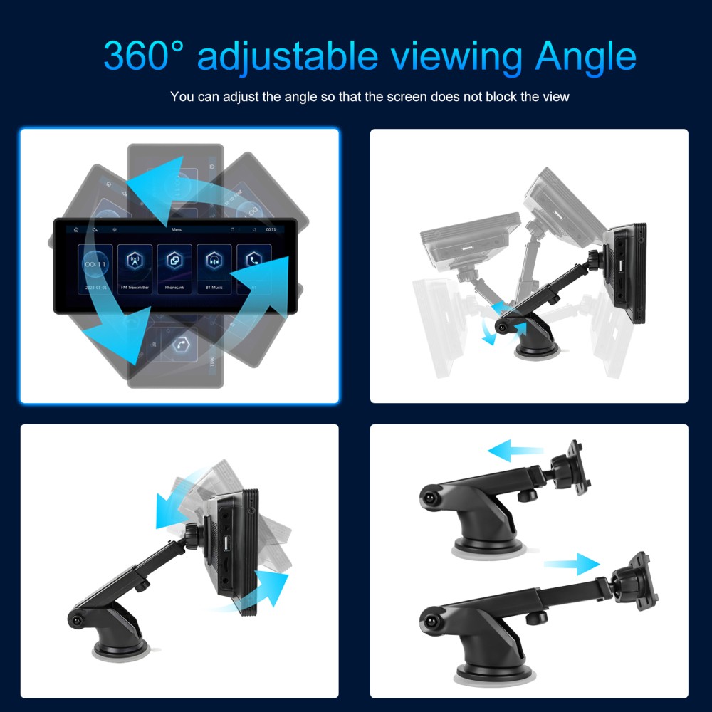 10.26" Touch Screen Wireless Apple Carplay Portable Car Stereo Android Auto Cam