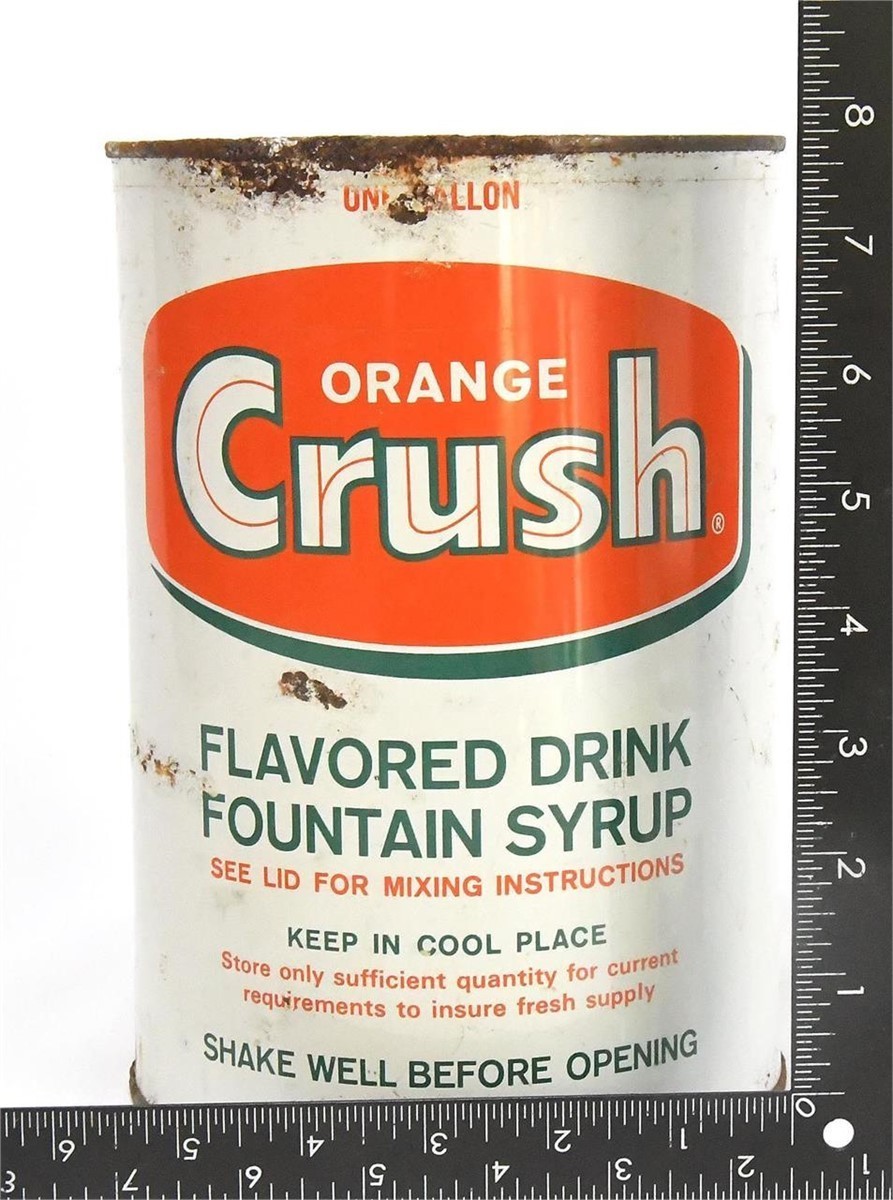 Vintage Orange Crush Soda Pop Fountain Syrup Gallon Advertising Can Tin