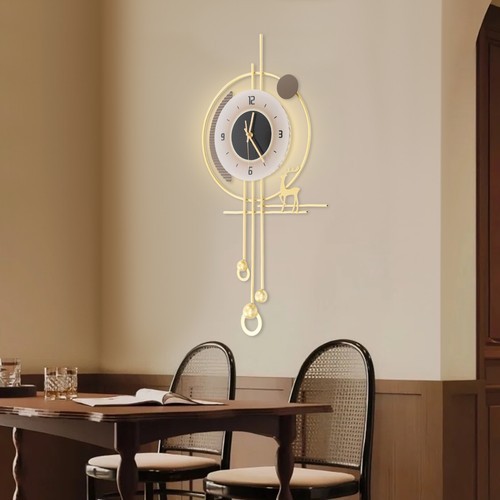 Modern Quiet Wall Clock LED Lighting Wall Clock Large Gold Decorative Wall Clock