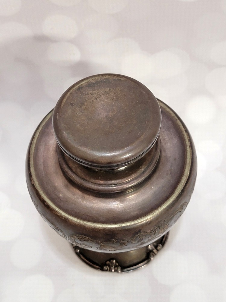 Antique Sheffield Silverplate Tea Caddy Etched Pattern