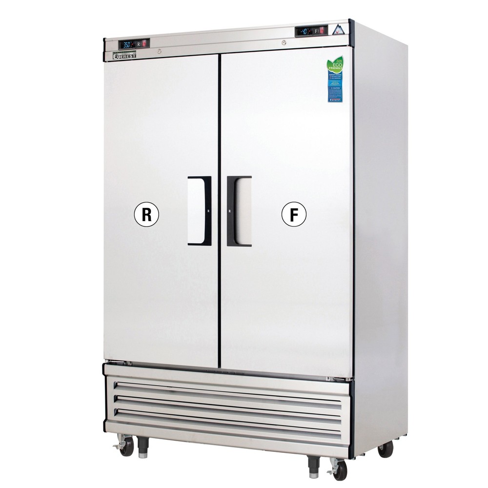 Everest EBSRF2 49" 2 Section Reach-In Refrigerator Freezer Combo w/ 2 Solid D...