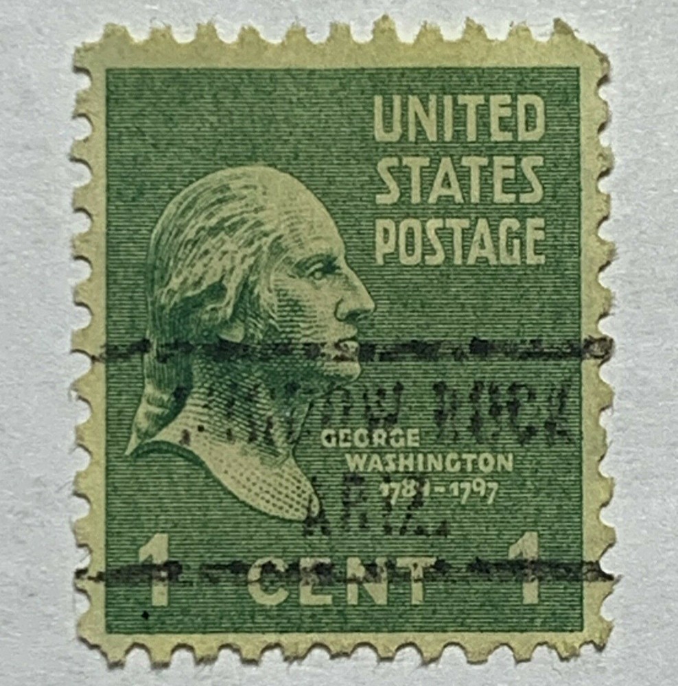 ERROR BROKEN/MISSING INK PRECANCEL WINDOW ROCK ARIZONA ON 1C US STAMP