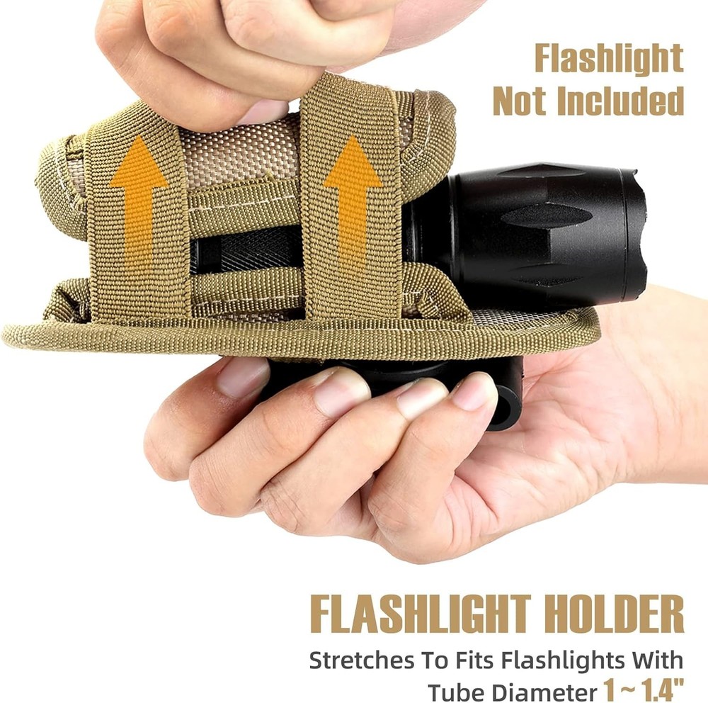 Tactical Flashlight Pouch Holster, Rotatable Flashlight Holder Belt Clip Tact...