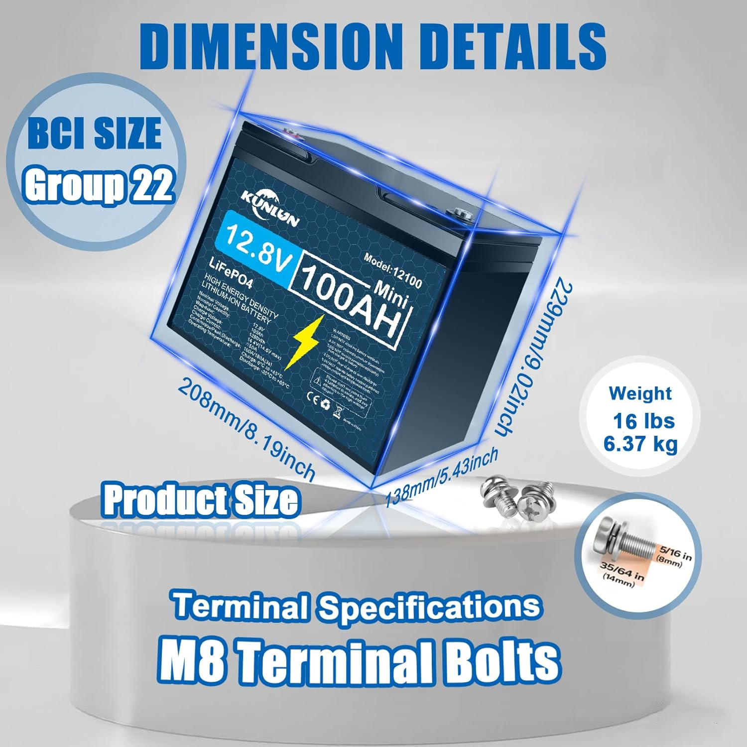 12V 100AH LiFePO4 Lithium Battery Deep Cycle BMS for Solar Panel RV Off-grid US