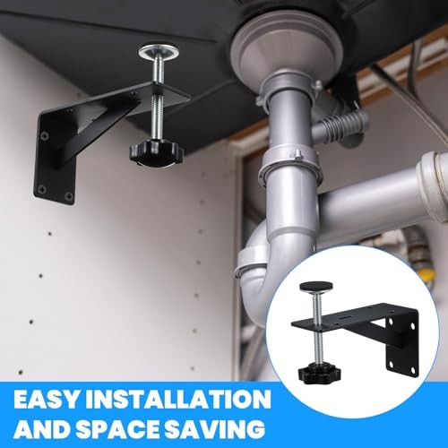 4PCS Black Undermount Sink Brackets, Adjustable Undermount Sink Support Under