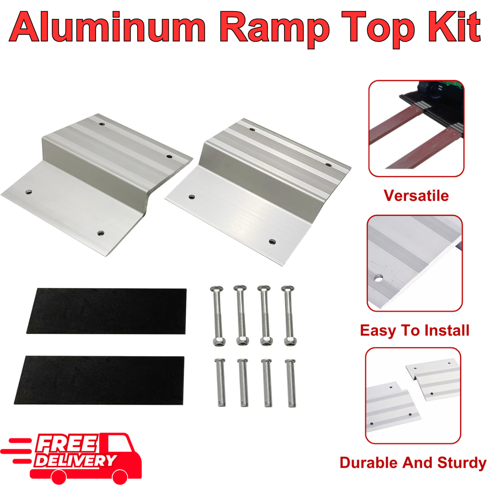 Aluminum Ramp Top Kit for 2" x8" Boards - 1400 lbs Capacity & Non-Skid Surface