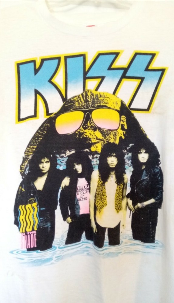 Kiss band Vintage Hot In The Shade Concert T-shirt white 1990 t shirt one owner