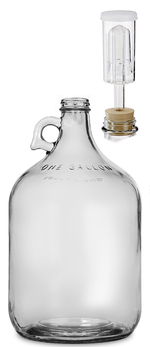 Home Brew Ohio Glass (1 Gallon) Fermenter Includes Rubber Stopper and Airlock