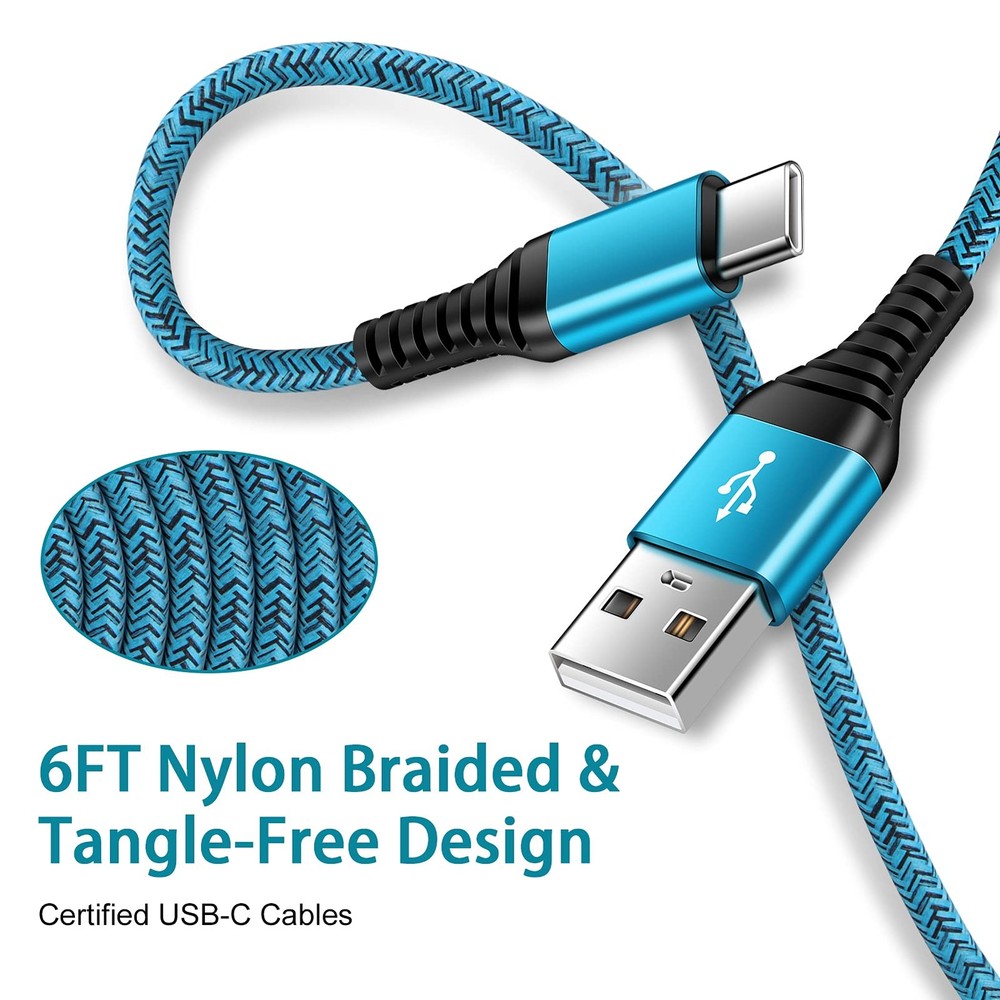 C Charger Cord Fast Charging USB Type C Cable Android Charger Cables 6FT 2Pack