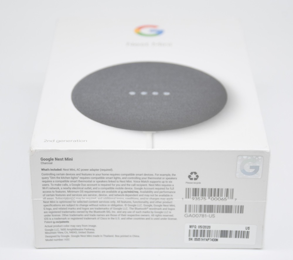 Google Nest Mini (2nd Generation) Smart Speaker Charcoal - NEW/SEALED