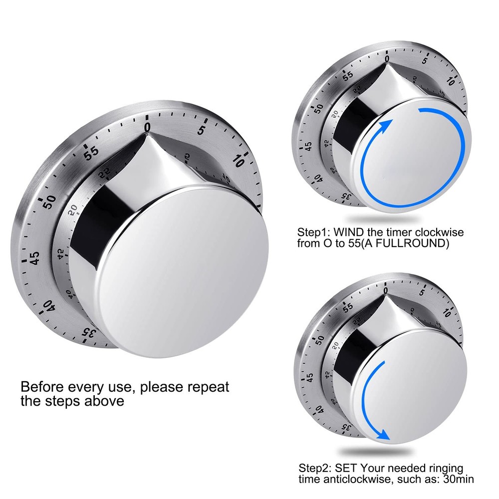 Kitchen Timer, Chef Cooking Timer Clock with Loud Alarm, No Batteries Require...