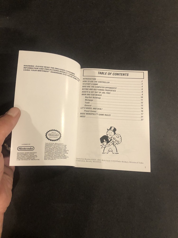 Monopoly snes manual