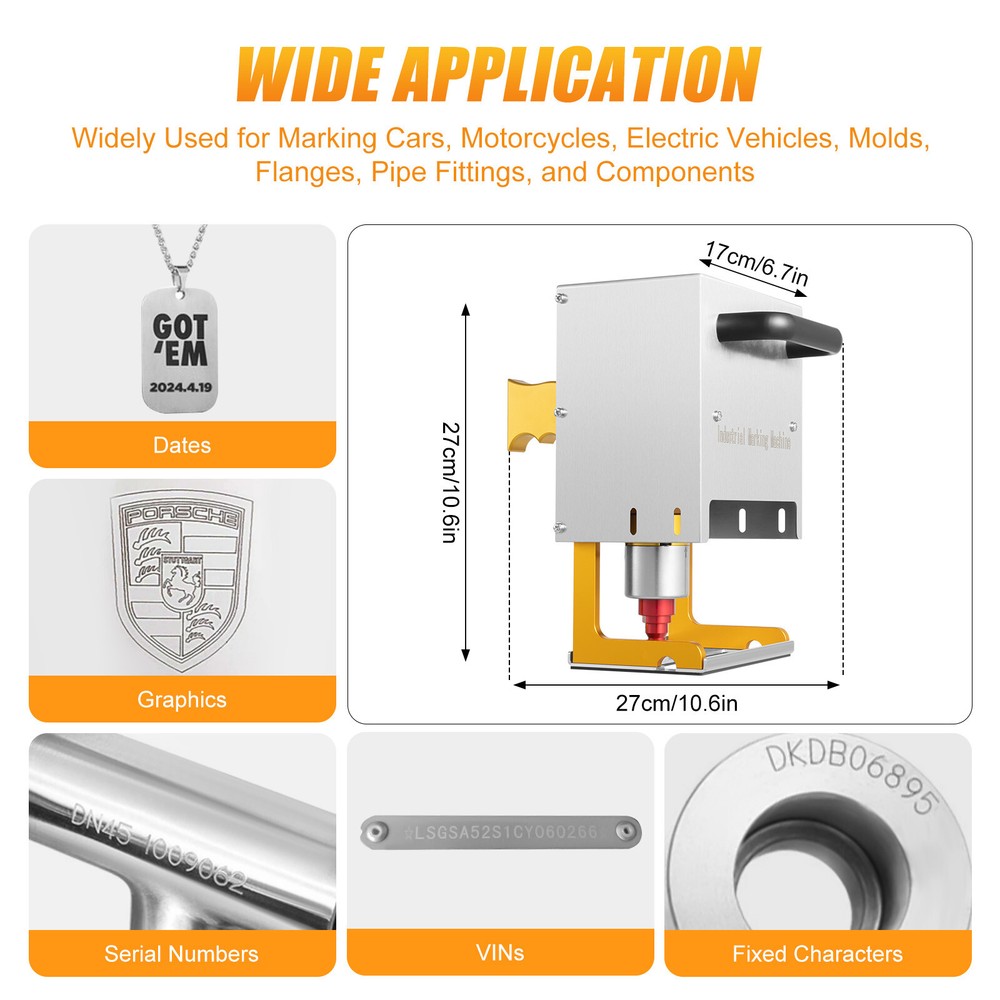 Portable Dot Peen Marking Machine Metal VIN Code Engraving Printer Touch Screen