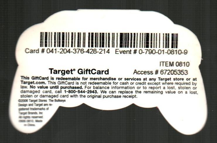 TARGET Video Game Controller ( 2006 ) Die-Cut Rubber Gift Card ( $0 )