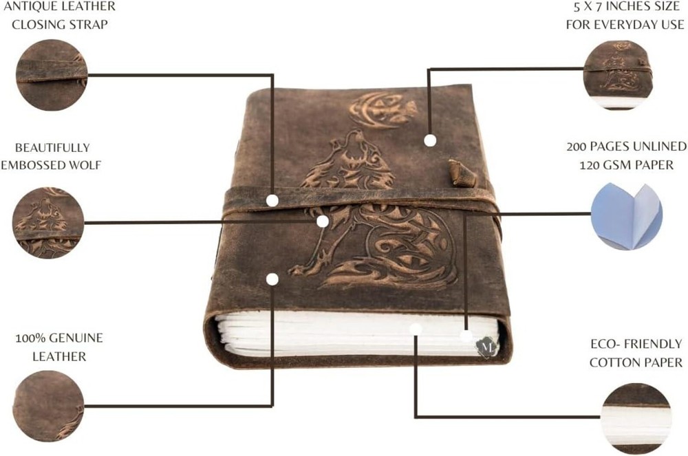 Leather Diary Notebook 5x7 Rustic Antique Handmade Journal Writing Notebook