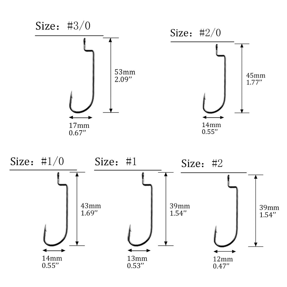 THKFISH 50pcs/100pcs/box Offset Worm Hook Fishing Hook Set Dropshot Hook Set ...