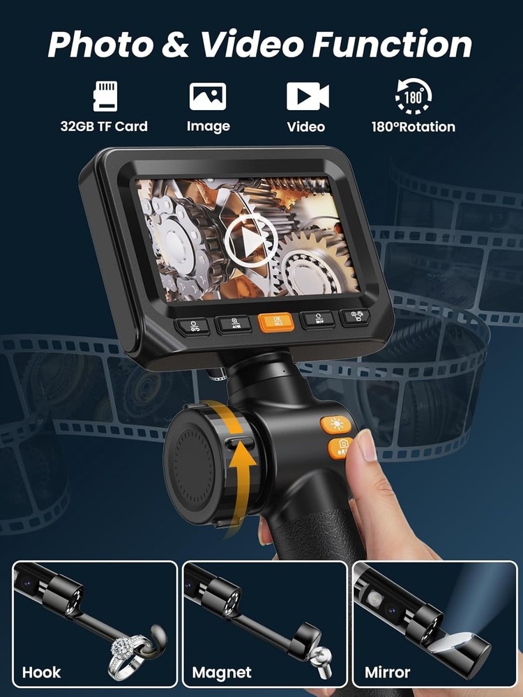 Versatile 1080P Inspection Camera - Waterproof, Compact & Portable 5FT Tool
