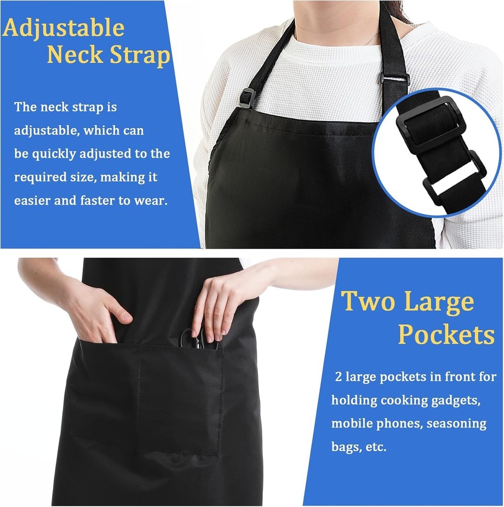 4 Pack Chef Apron, Adjustable Apron with 2 Pockets, Unisex Personalised Apron...
