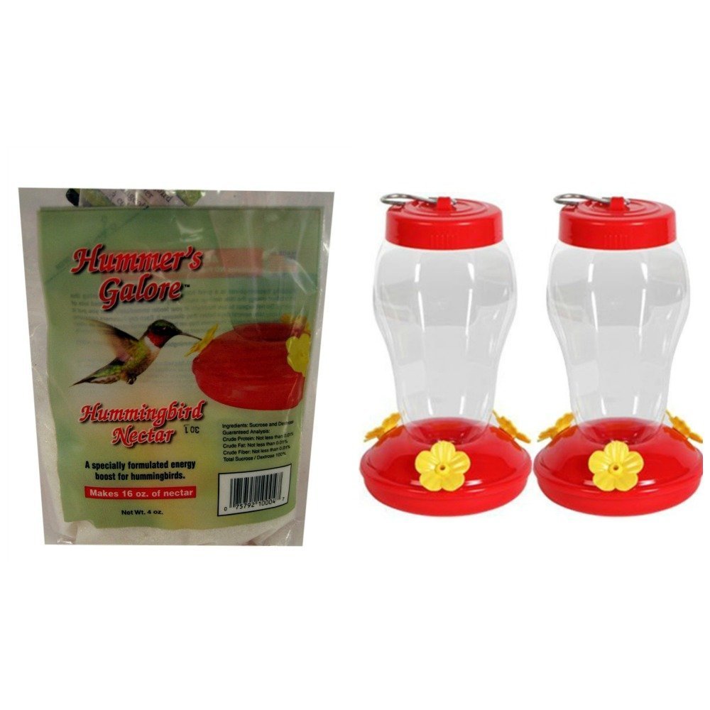 Hanging Hummingbird Feeder Starter Kit~ 2 PK Bundle Plus Nectar MAILED IN A BOX