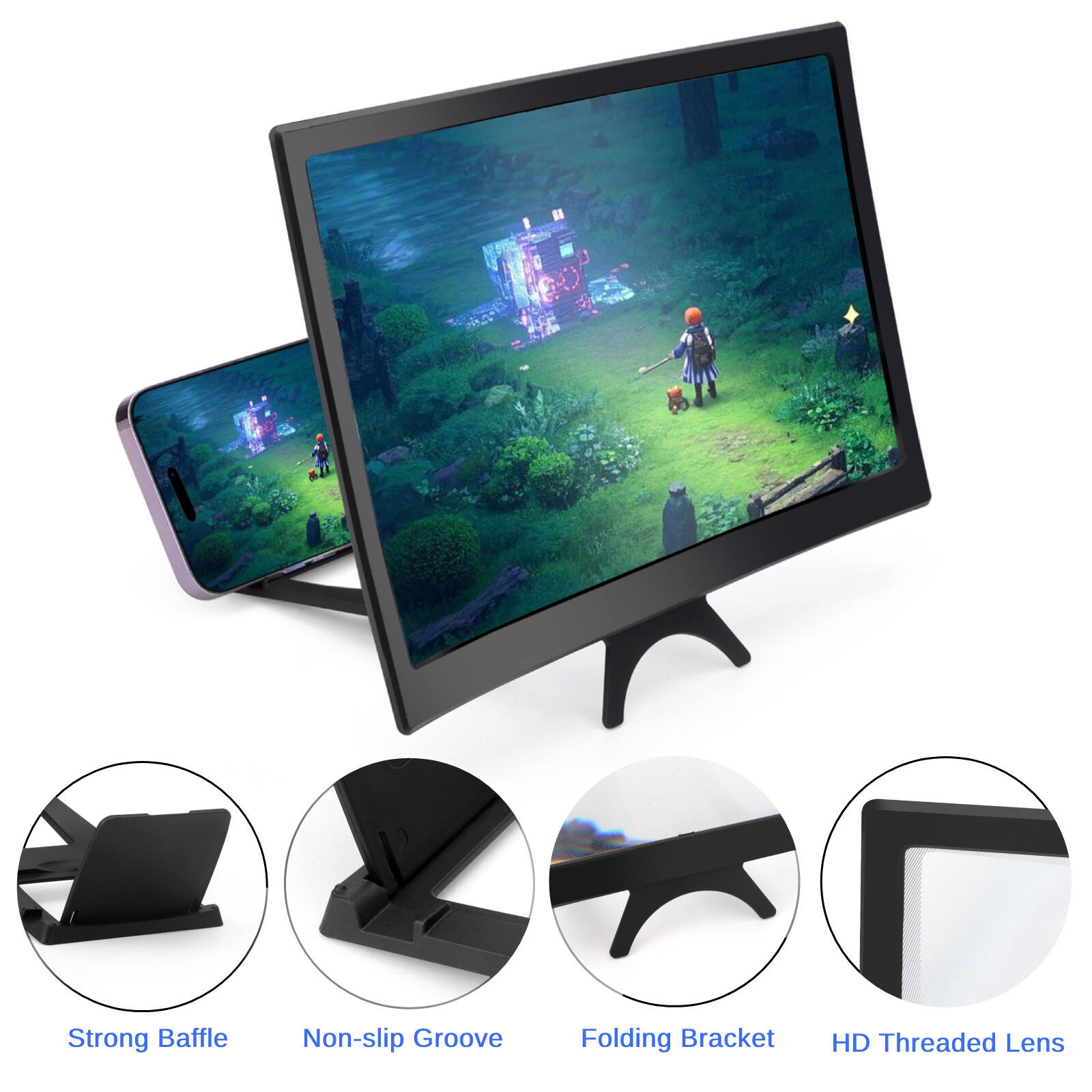 12-Inch Mobile Phone Curved Screen Magnifier Video Stand