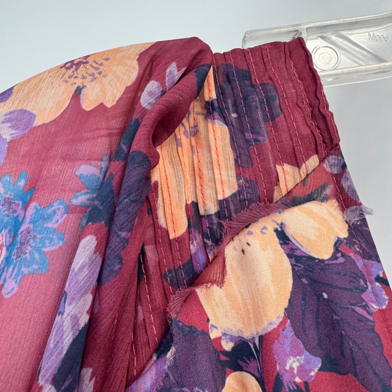 Free People Intimately Floral Long Sleeve Bodice Bodysuit Burgundy Purple Medium