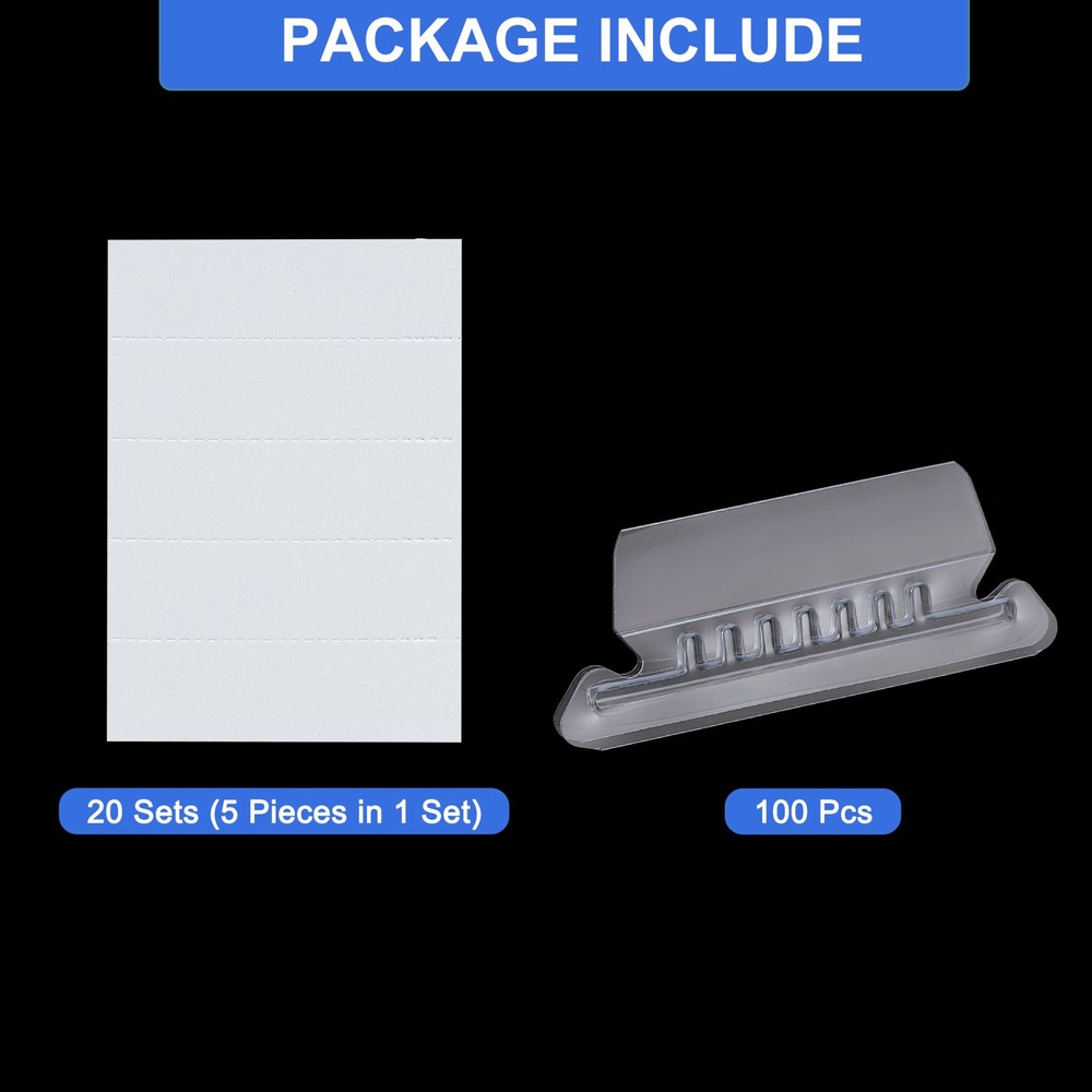 Hanging File Folder Tabs, File Folder Tabs and Inserts, Transparent, 100 Pcs