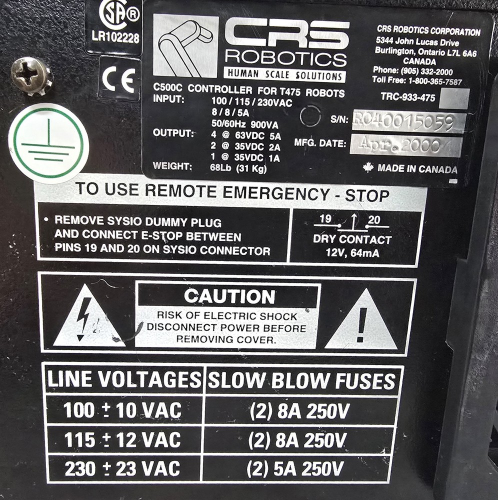 CRS ROBOTICS T475 CONTROLLER FOR ROBOTS