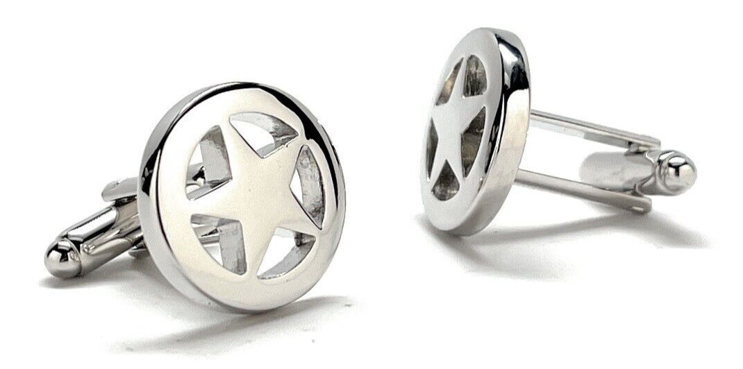 Lone Star Cufflinks Texas Lawmen Sheriff Shinny Silver Cuff Links Lonestar West