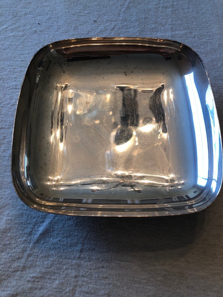 Mid Century Reed & Barton Silverplated Square Bowl ~ Embassy ~ #1141 8" X 8"