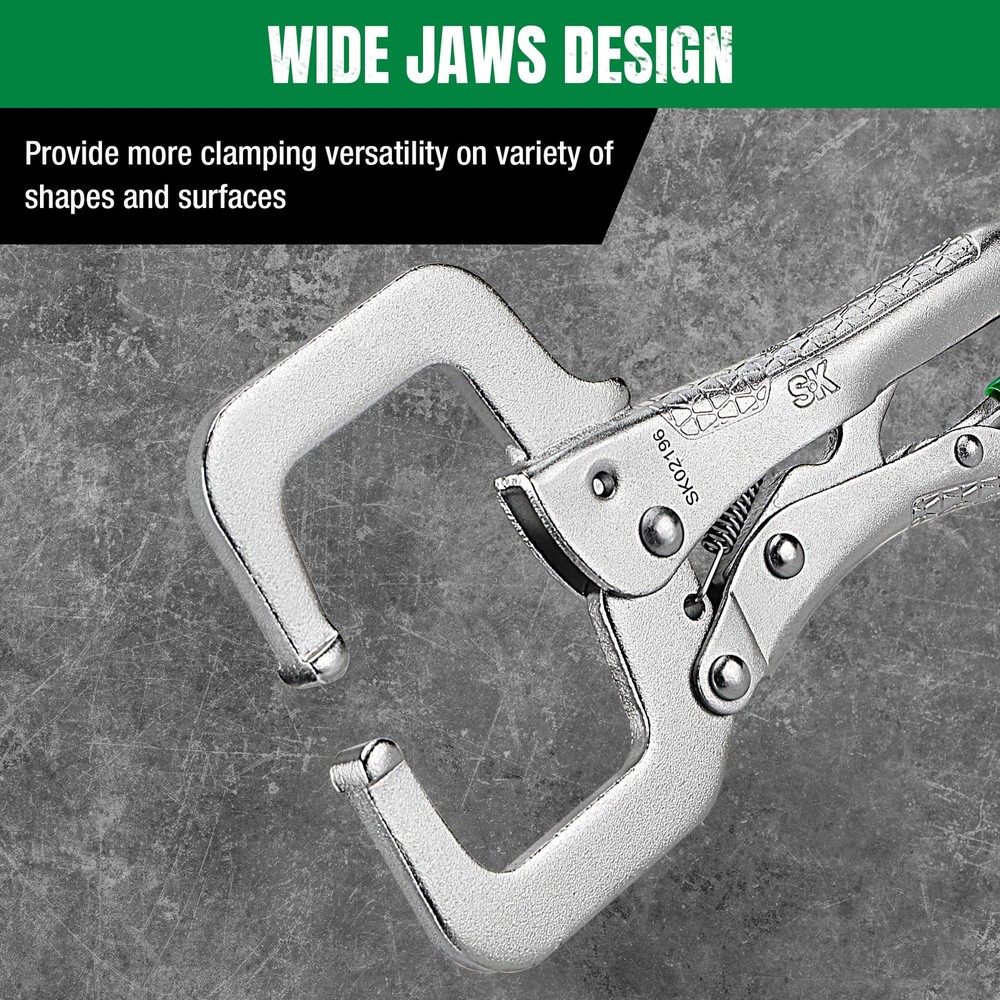 6" C-Clamp Locking Pliers with Regular Jaws, Premium CR-V Construction, Ergon...