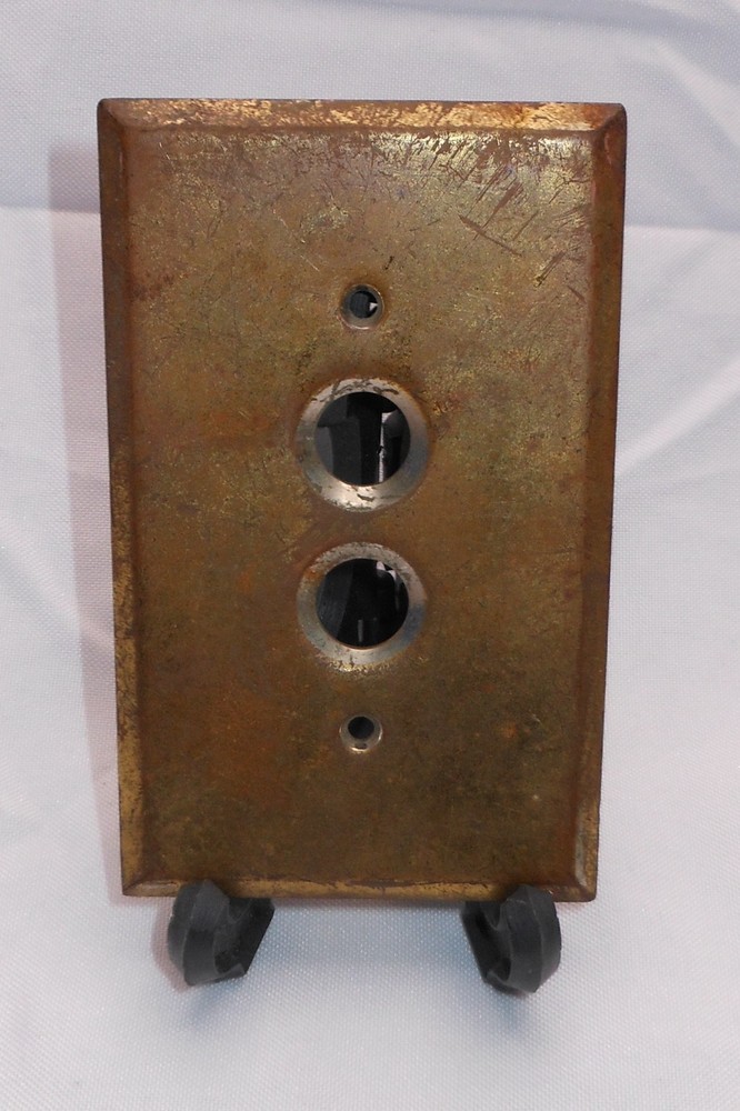 Push Button Single Light Switch Cover Plate Solid Heavy Brass Perkins 4.5 x 2.75