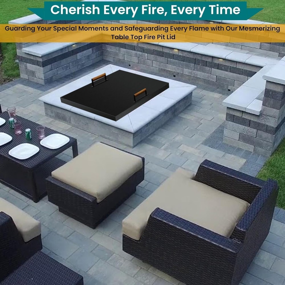 FEBTECH - Steel Fire Pit Lid - 42 x 42 Inch - Fire Pit Lid - 1.5 mm Thickness