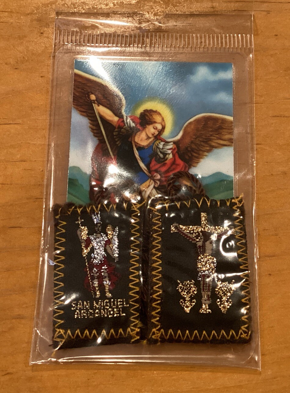 Escapulario De san Miguel Arcangel, Con Estampita De Oracion, St Michael Scapula
