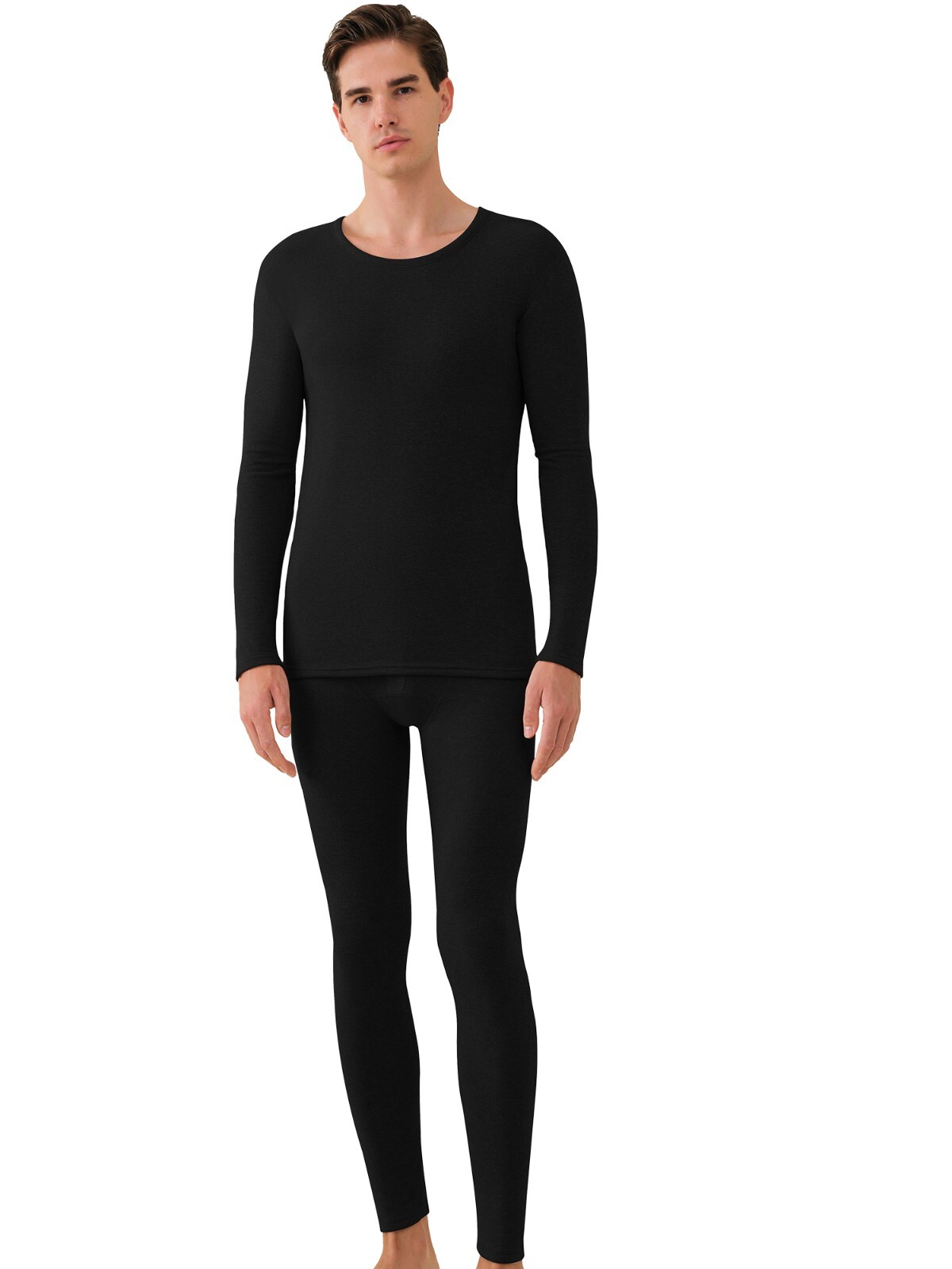 Men's Thermal Underwear Set Cashmere Silk Lining Pajama Set Long Johns Soft