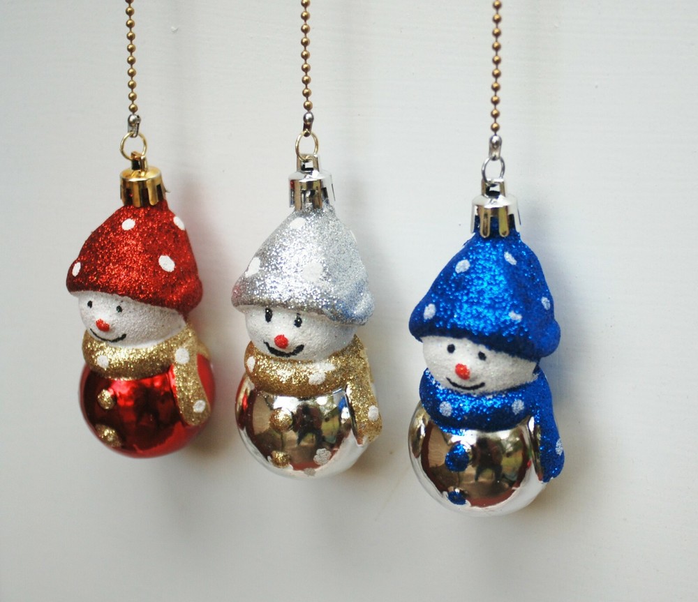Snowman Ceiling fan chain pulls Red, Silver or Blue