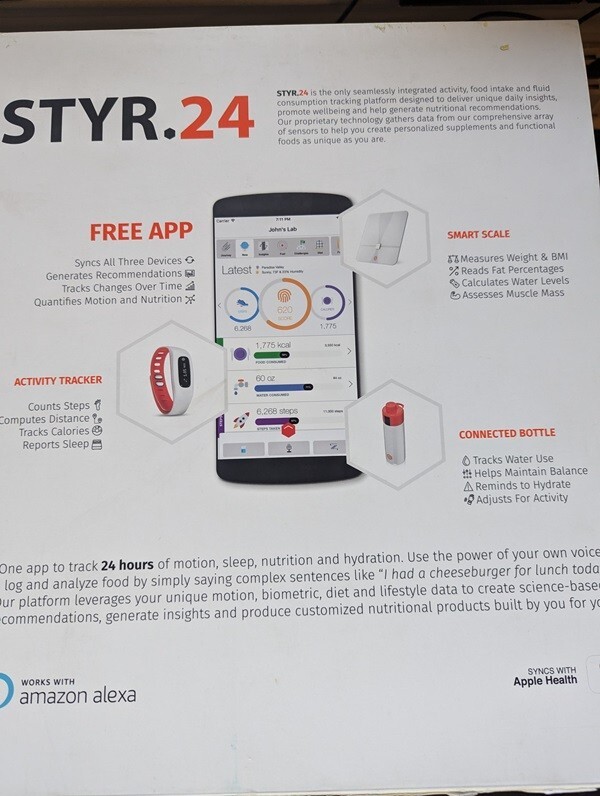 STYR.24 Activity Tracker WATCH Smart SCALE Connected BOTTLE - New SEALED