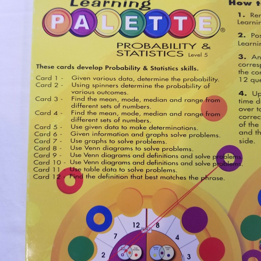 Learning Palette Probability and Statistics Math Cards Level 5 Fifth Grade