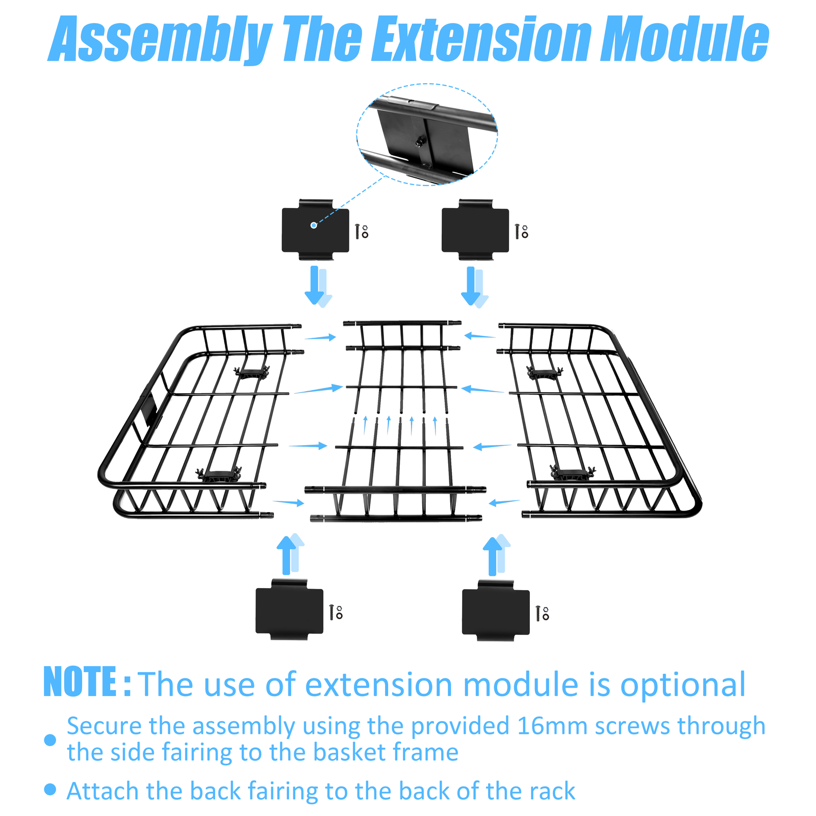 64" x 39" Universal Blcak Roof Rack Cargo Carrier Basket SUV Top Holder 250 LBS