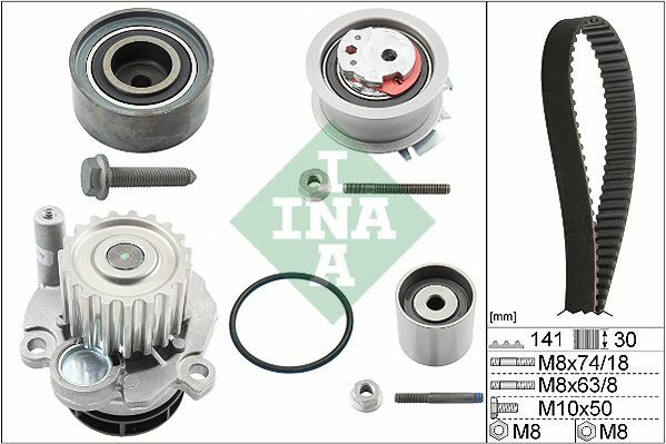 INA DISTRIBUTION KIT + WATER PUMP + C.SERV FOR AUDI-A4 (8EC,B7)-2.0 TDI mot. BRD
