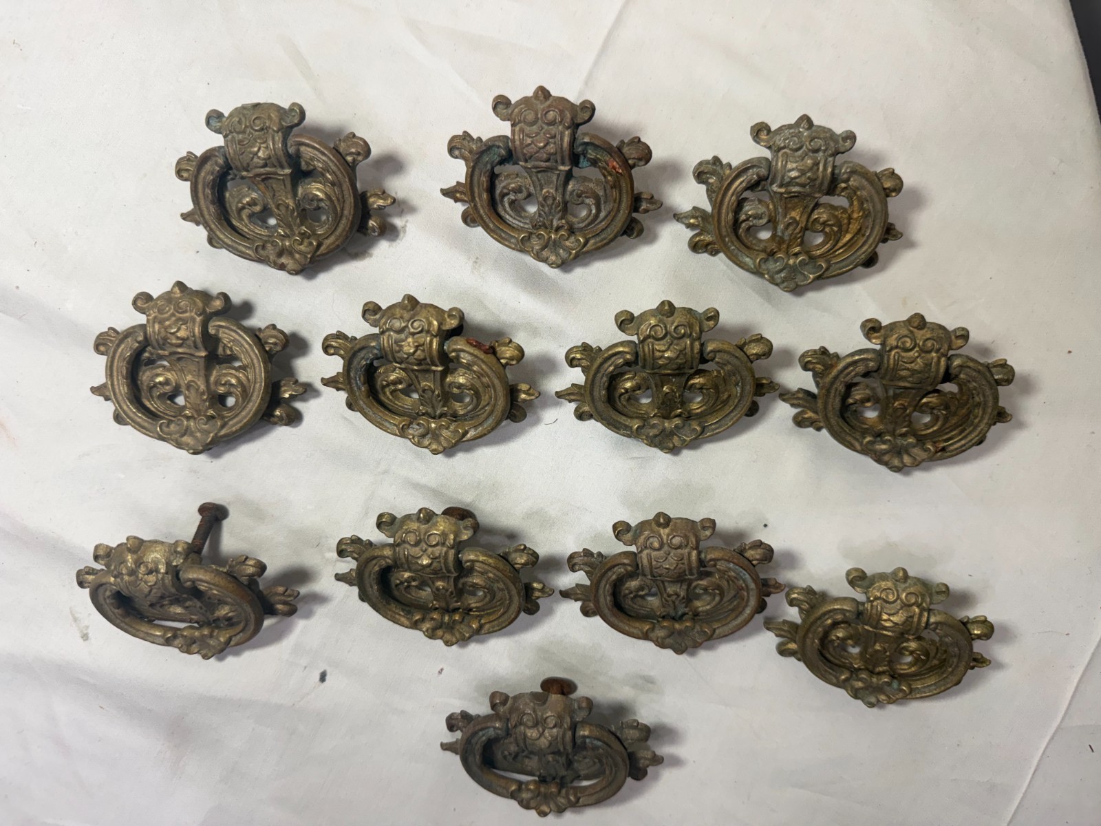 antique ornate 19th century Victorian furniture door drawer pull handle hardware