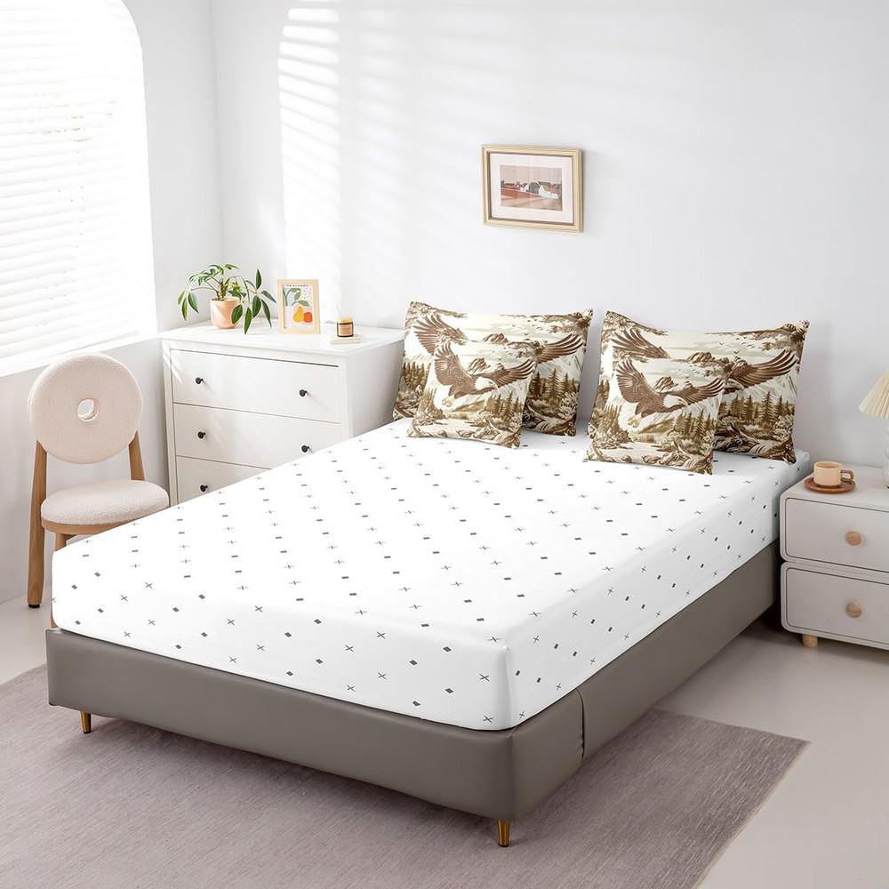 Eagle Comforter Set Queen Size 7-Piece Natural Scenery Bedding Set
