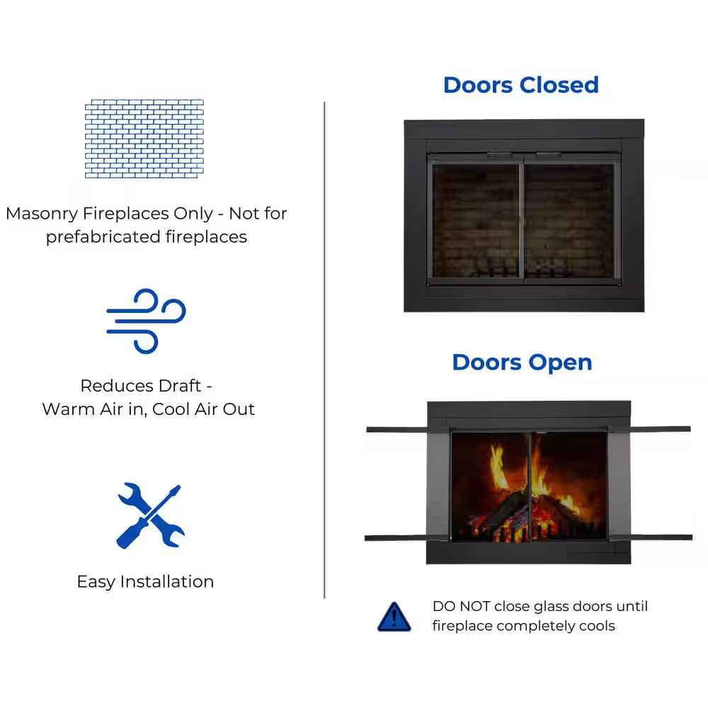 Harland Small Glass Fireplace Doors with Screen