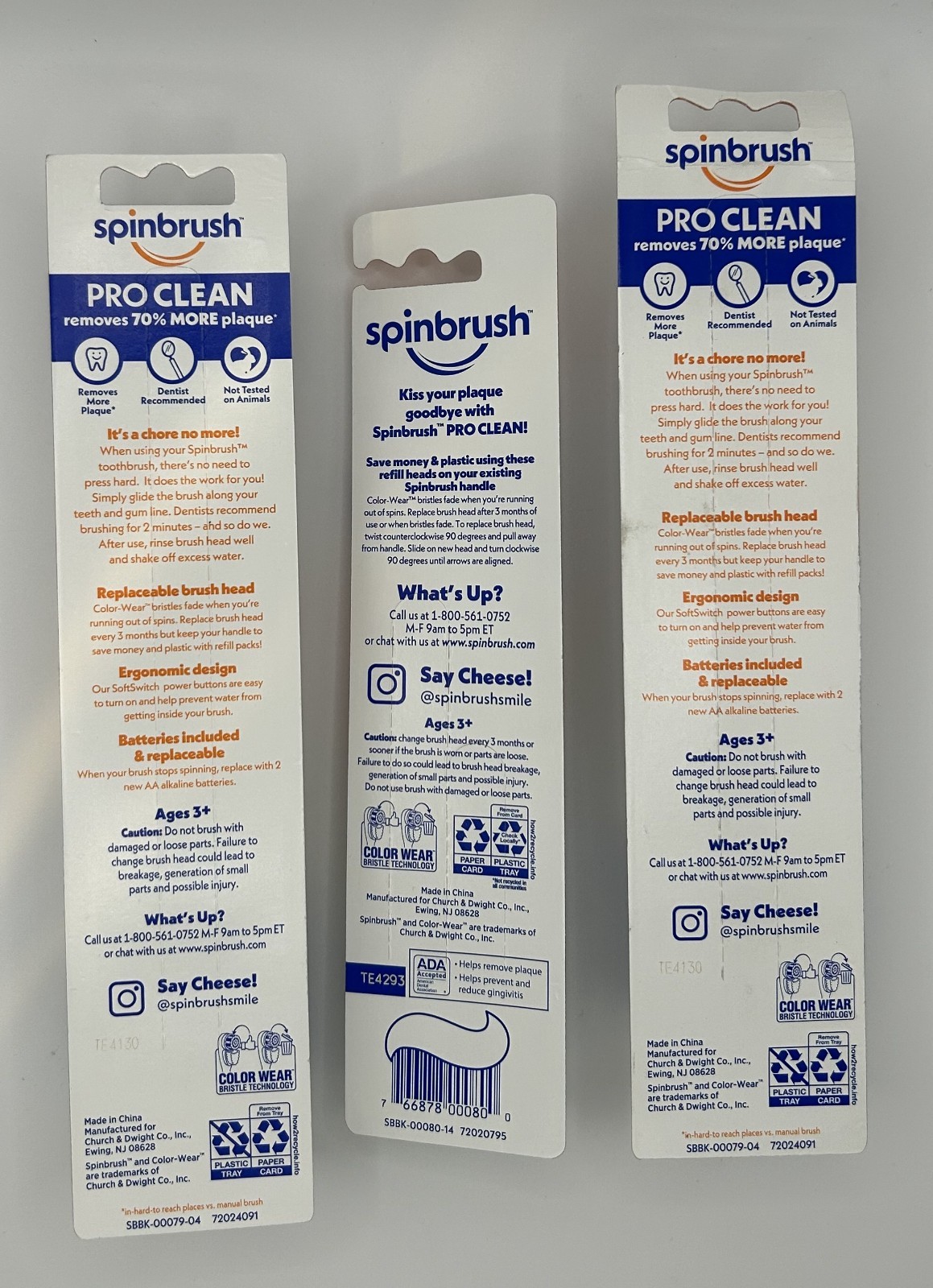 2 Spinbrush PRO CLEAN Medium Toothbrushes Plus 2 pk of Soft Replacement heads