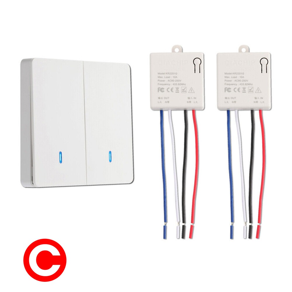 Smart Switch Light Wireless RF-433Mhz Wall Panel Switch Remote-Control Receiver