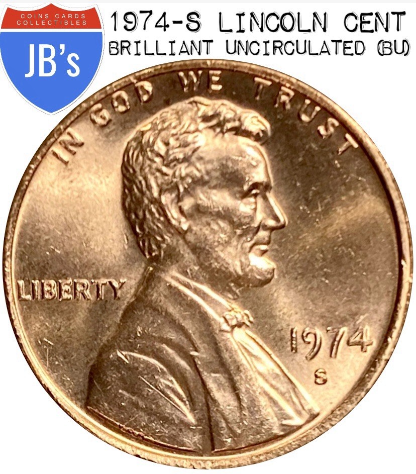 1974-S Lincoln Memorial Cent Penny -  BRILLIANT UNCIRCULATED (BU)