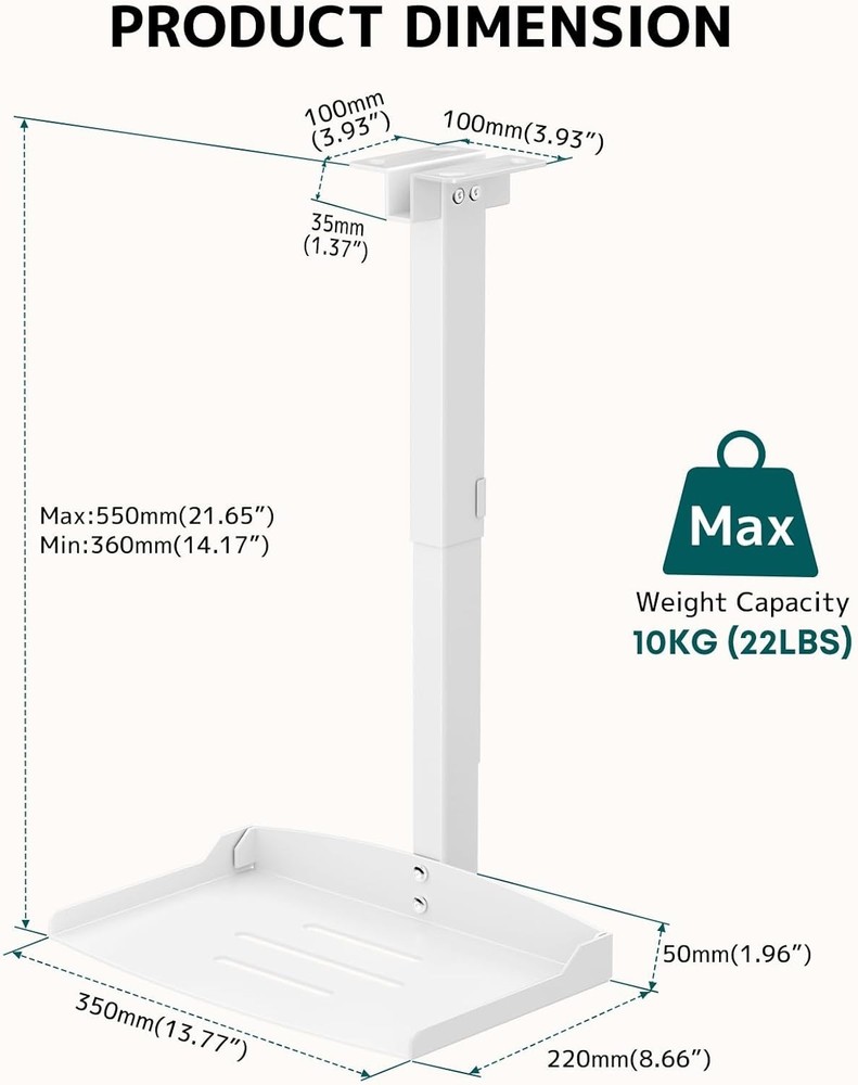 Effortless Installation Projector Ceiling Mount with Adjustable Height & Tray