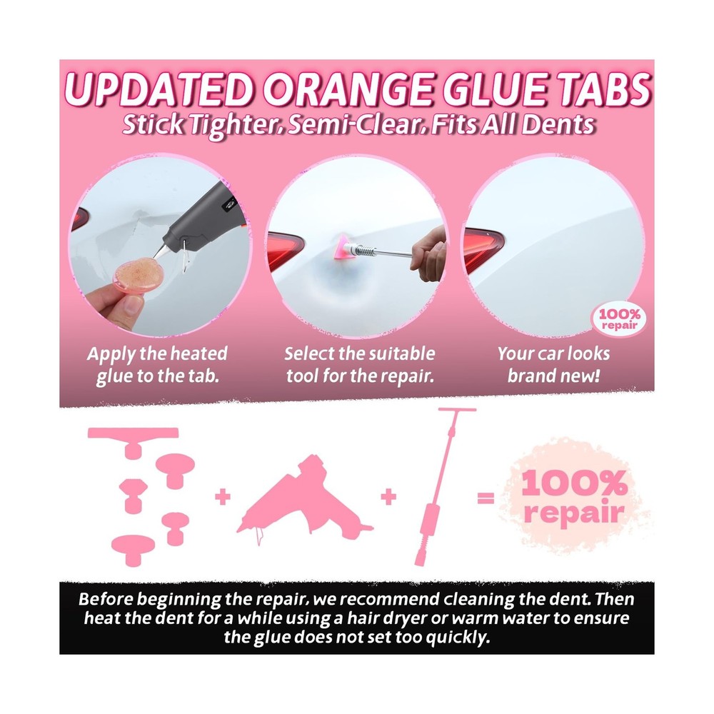 Car Dent Puller Kit, Paintless Dent Remover Tool with High Viscosity Puller T...