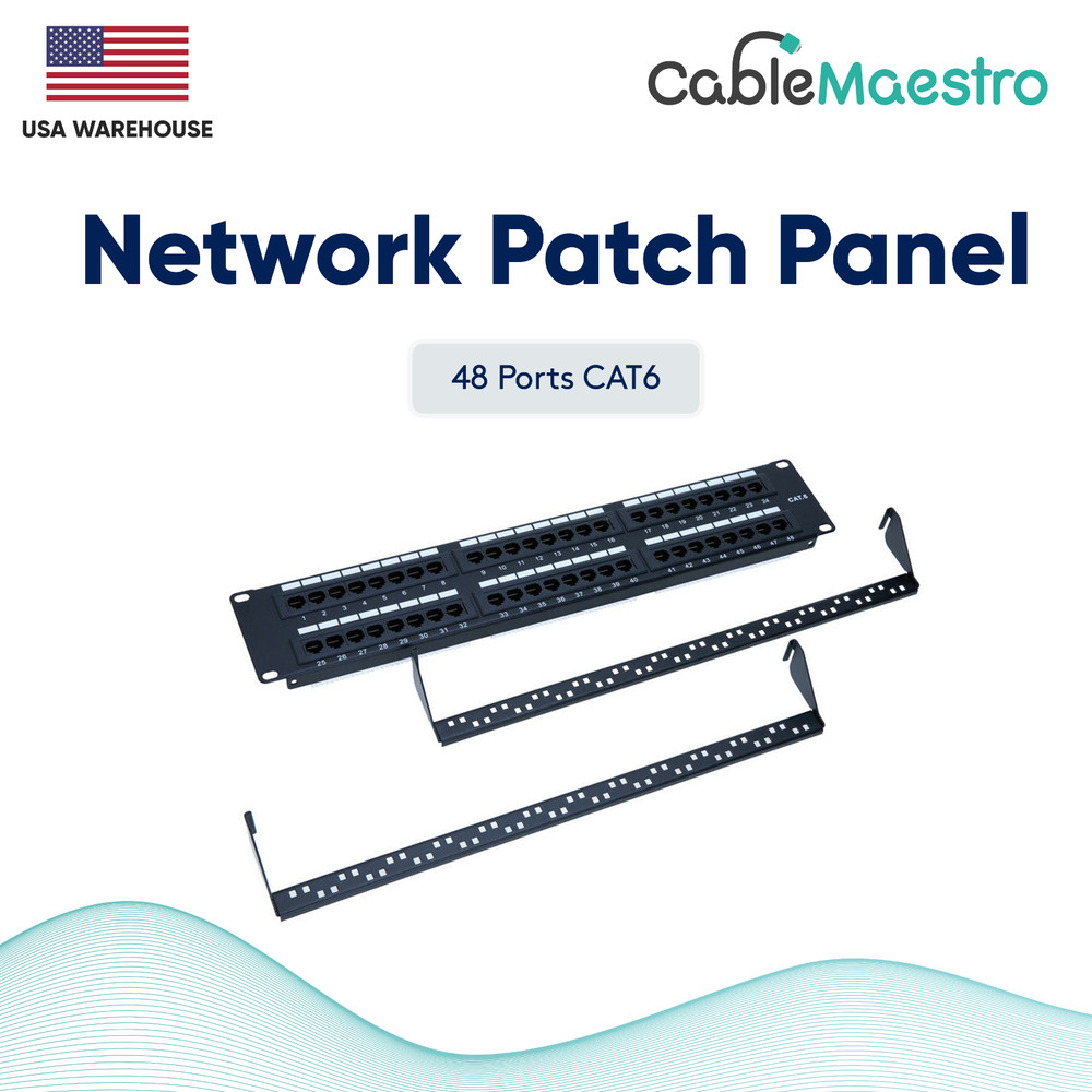 Patch Panel UTP 48 Port CAT6 RJ45 110 Network Surface Wall Mount Bracket