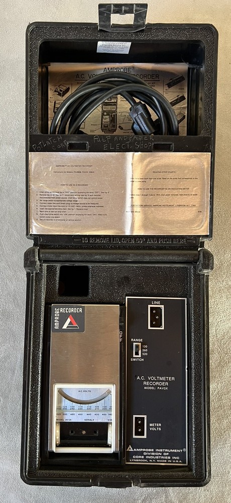 AMPROBE AC Voltmeter Recorder PAV3X in Carry Case EUC